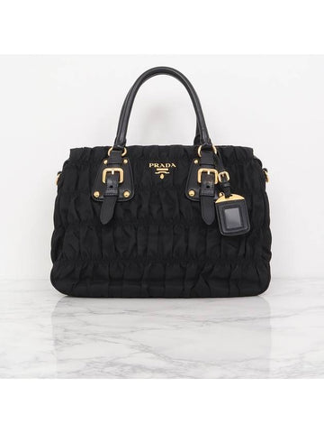 Goffre Tesuto Shoulder Bag Black Gold BN1336 - PRADA - BALAAN 1