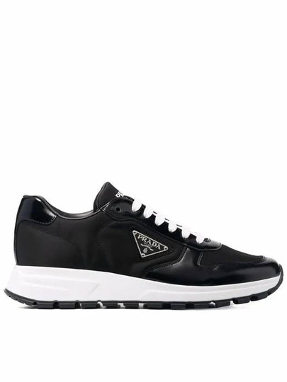 Prax 01 Re-Nylon Brushed Leather Low-Top Sneakers Black - PRADA - BALAAN 2