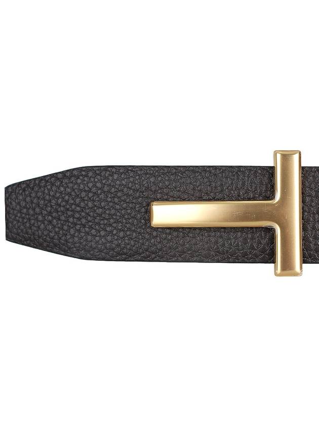 T Logo Reversible Leather Belt Black Brown - TOM FORD - BALAAN 6