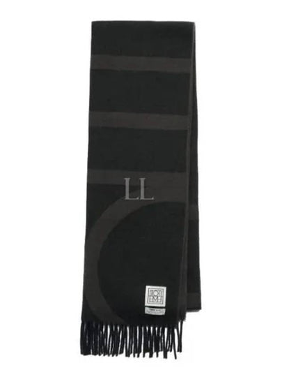 Intarsia Monogram Wool Muffler Black - TOTEME - BALAAN 2