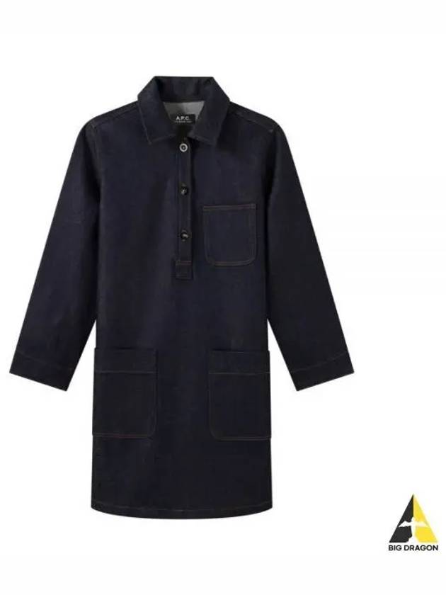 Women's AURELIA Denim Shirt Short Dress Blue - A.P.C. - BALAAN.