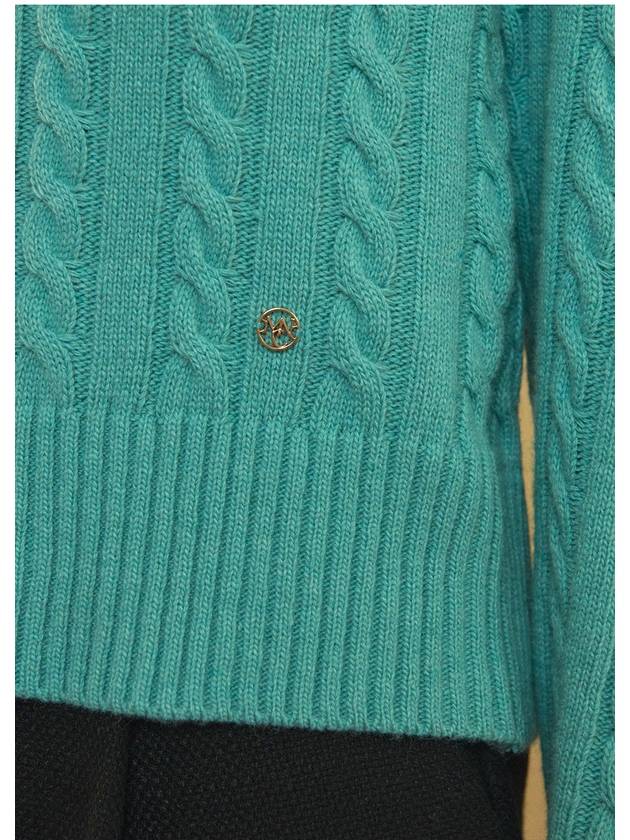 Women's Magnolia Wool Open Back Puff Knit Top Blue Green - MICANE - BALAAN 4