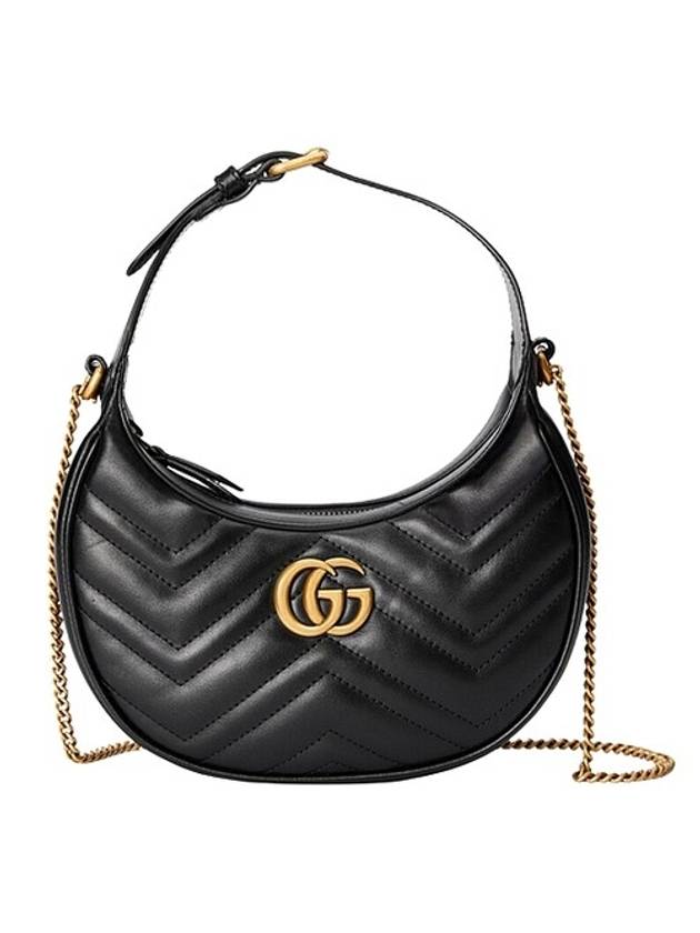 GG Marmont Half Moon Mini Bag Black - GUCCI - BALAAN 1