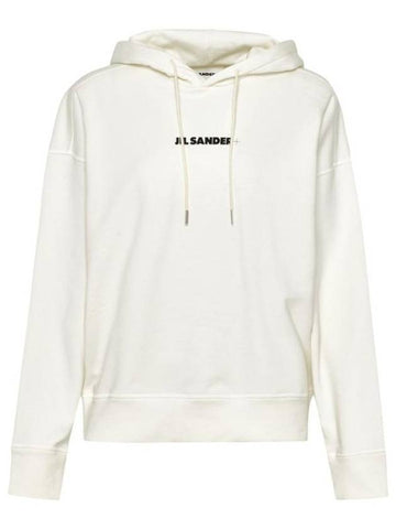 Plus Logo Cotton Hoodie White - JIL SANDER - BALAAN 1