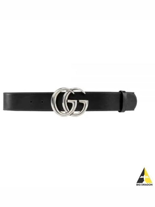 GG Marmont Wide Leather Belt Black - GUCCI - BALAAN 2