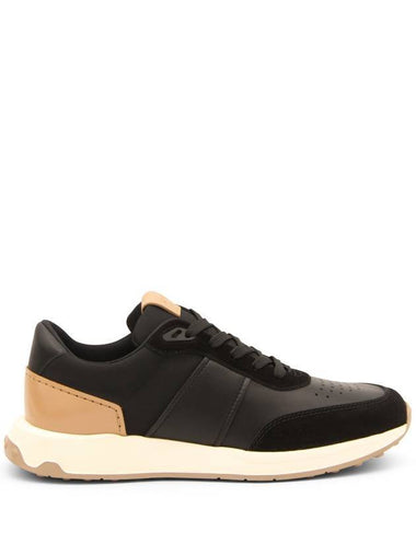 Suede Leather Low Top Sneakers Black Beige - TOD'S - BALAAN 1