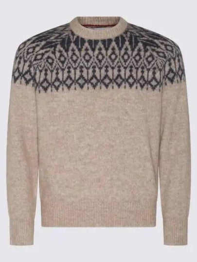 Pattern Knit Crew Neck Knit Top Beige - BRUNELLO CUCINELLI - BALAAN 2