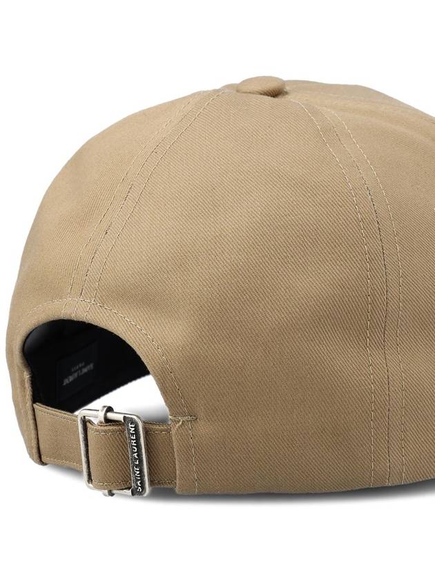 Embroidered Logo Gabardine Weave Cotton Ball Cap Beige - SAINT LAURENT - BALAAN 5