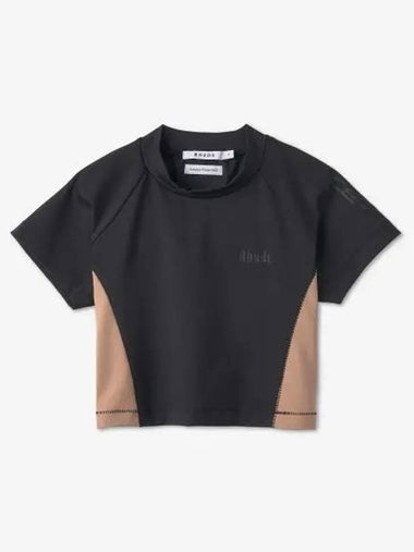 Mock Neck Sports Short Sleeve T Shirt Black Nude RHFW22TT086650171017 - RHUDE - BALAAN 1