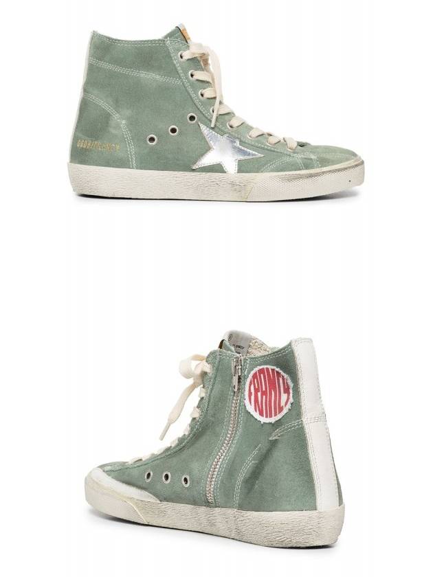 Francy Suede Laminated High Top Sneakers Silver Military Green - GOLDEN GOOSE - BALAAN 5