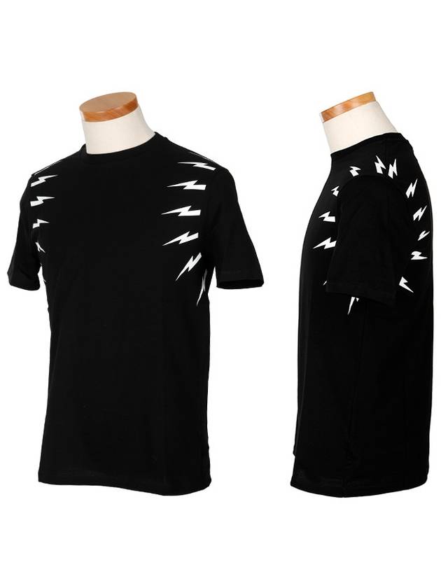 Lightning Bolt Short Sleeve T-Shirt Black - NEIL BARRETT - BALAAN 3