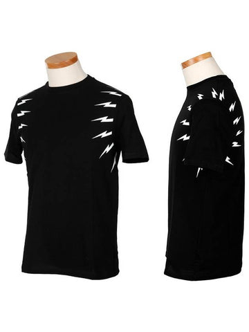 Lightning Bolt Short Sleeve T-Shirt Black - NEIL BARRETT - BALAAN 1