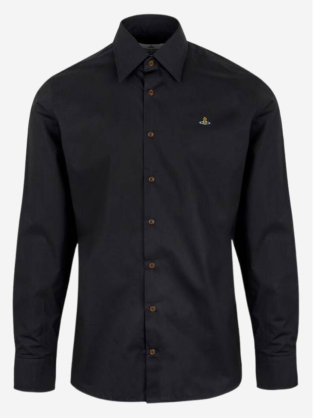 Men's Embroidered ORB Long Sleeve Shirt Black - VIVIENNE WESTWOOD - BALAAN 2