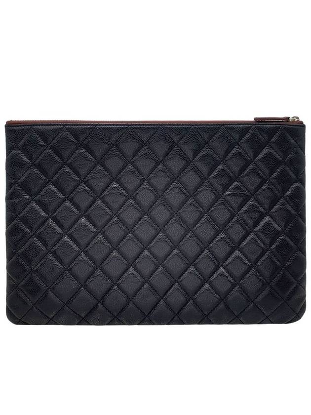 A82552 Caviar Skin Classic COCO Silver Logo Large Clutch - CHANEL - BALAAN 3