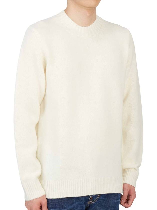 Men's Crew Neck Wool Knit Top Ivory - TEN C - BALAAN 4