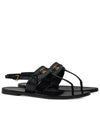 Web Interlocking GG Flip Flops Black - GUCCI - BALAAN.