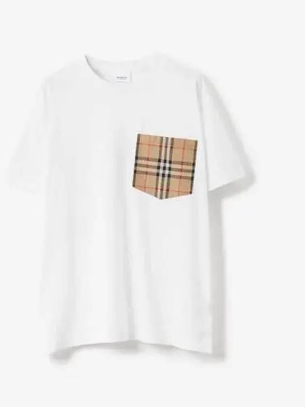 Check Pocket Crew Neck Cotton Short Sleeve T-Shirt White - BURBERRY - BALAAN 2