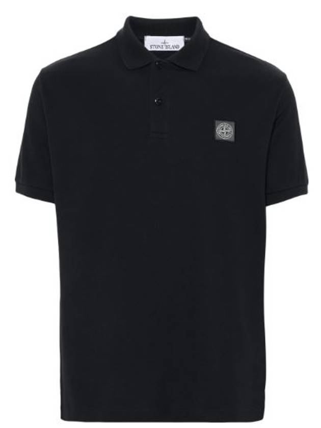 Compass Patch Short Sleeve Polo Shirt Navy - STONE ISLAND - BALAAN 8