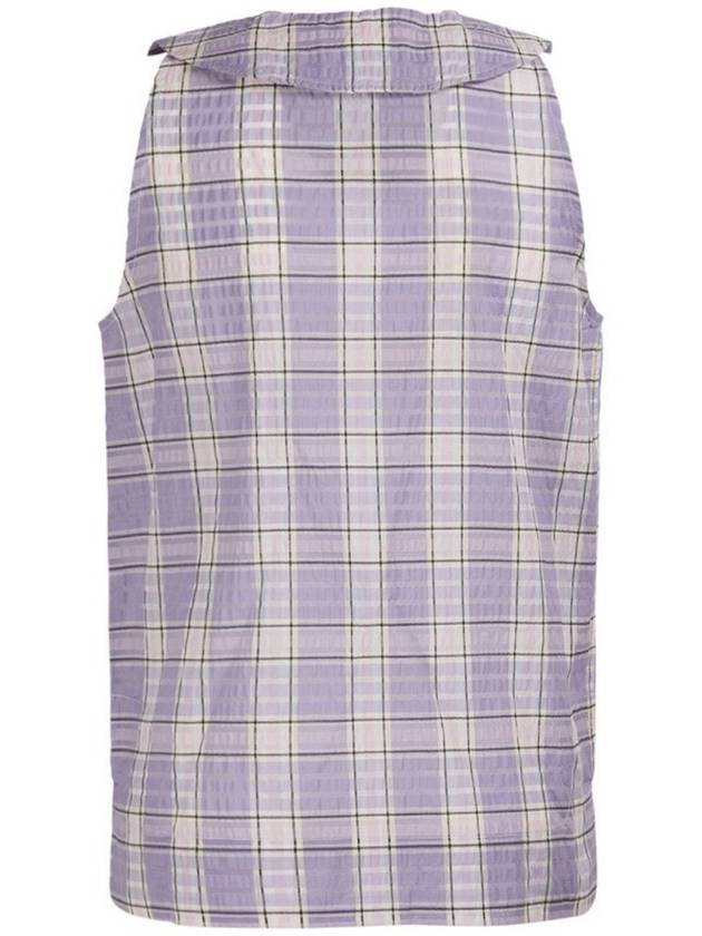 Women's Check Sleeveless Seersucker Sleeveless Shirt Top F7075 - GANNI - BALAAN 4