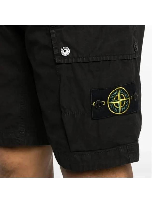 Logo Cotton Slim Cargo Shorts Black - STONE ISLAND - BALAAN 6