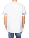 Textured Cotton Stripe Short Sleeve T-Shirt White - THOM BROWNE - BALAAN 6