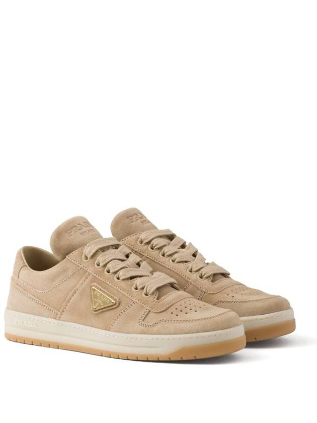 Downtown Suede Low Top Sneakers Ecru - PRADA - BALAAN 3