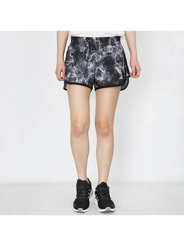 Marathon 20 Logo Print Shorts Black - ADIDAS - BALAAN 2