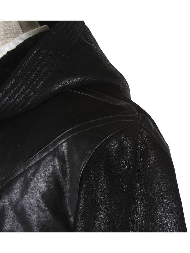 RU9788 Leather Hooded Mouton Jacket - RICK OWENS - BALAAN 7