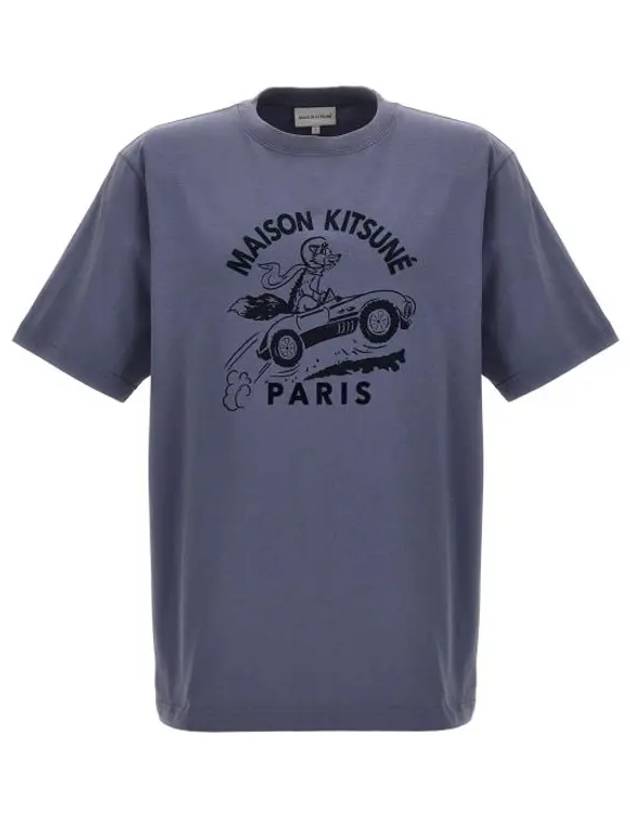 Racing Fox Short Sleeve T-Shirt Light Blue - MAISON KITSUNE - BALAAN 2