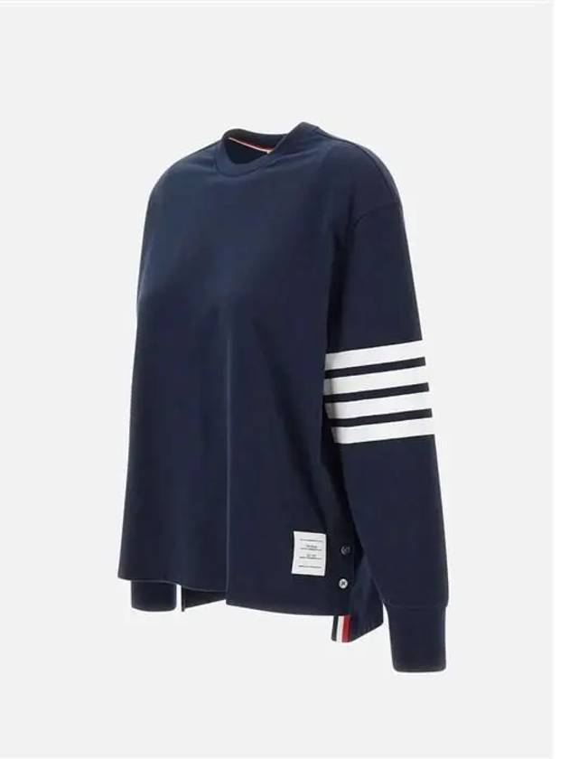 Engineered 4 Bar Medium Weight Jersey Oversized Long Sleeved T-Shirt Navy - THOM BROWNE - BALAAN 3