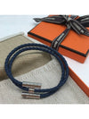 Tournis Tresse Palladium Hardware Bracelet Jean Blue Indigo - HERMES - BALAAN 2