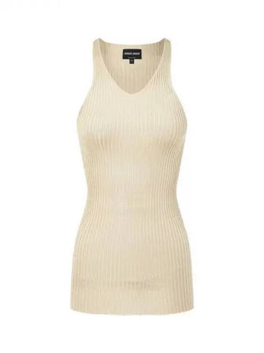 Women s Ribbed Slim Fit Vest Beige 270323 - GIORGIO ARMANI - BALAAN 1