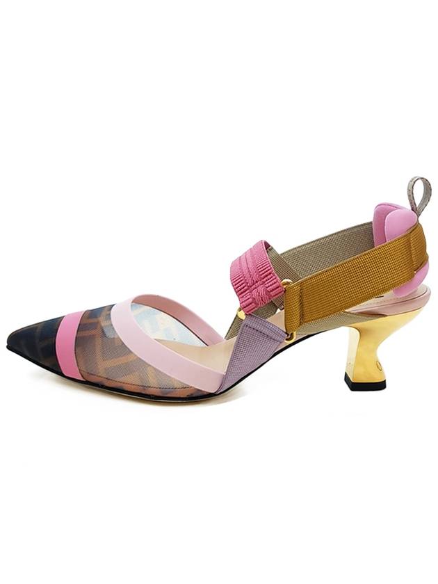 Colibri Mesh Medium Slingback Heel Pink - FENDI - BALAAN 3