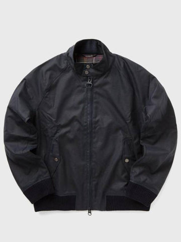 Photon Waxed Harrington Jacket Navy - BARBOUR - BALAAN 1