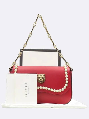 476804 Red color tiger chain clutch and shoulder bag - GUCCI - BALAAN 1