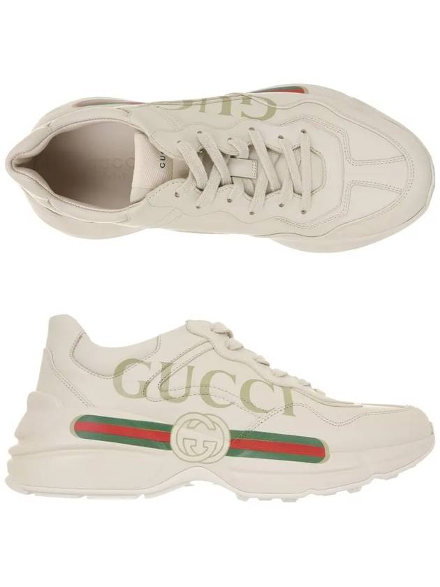 Rhyton Leather Sneakers Logo Ivory - GUCCI - BALAAN 2