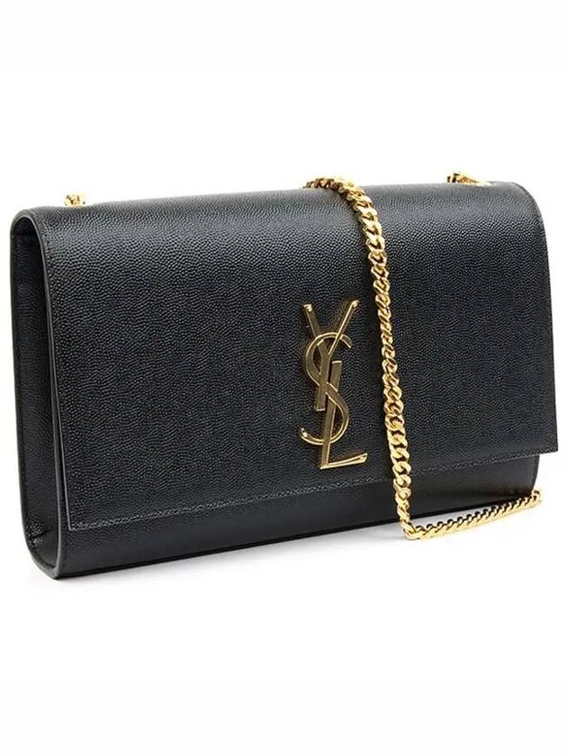 Monogram Kate Chain Gold Medium Cross Bag Black - SAINT LAURENT - BALAAN 4
