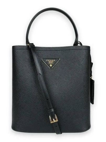 Pannier Saffiano Leather Medium Tote Bag Black - PRADA - BALAAN 2