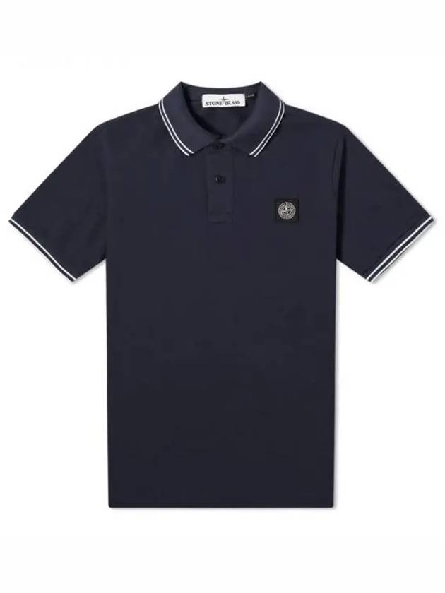 Men's Two Line Wappen Patch Cotton Short Sleeve Polo Shirt Navy - STONE ISLAND - BALAAN 2