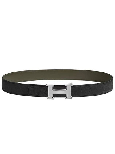 H Buckle 32MM Reversible Leather Belt Black Green - HERMES - BALAAN 2