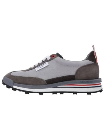 Light Gray Kid Suede Tech Sneakers - THOM BROWNE - BALAAN 1