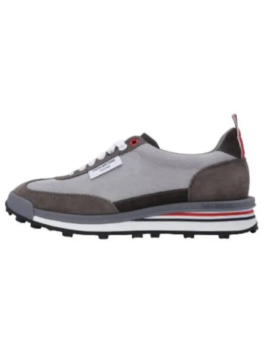 Light Gray Kid Suede Tech Sneakers - THOM BROWNE - BALAAN 1