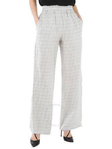 Burberry Seighford Monogram Print Silk-twill Wide-leg Trousers, Brand Size 10 (US Size 8) - BURBERRY - BALAAN 1