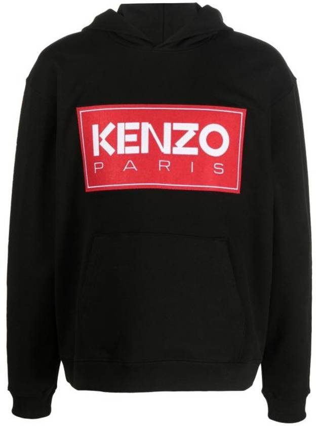 Paris Logo Patch Cotton Hoodie Black - KENZO - BALAAN 2