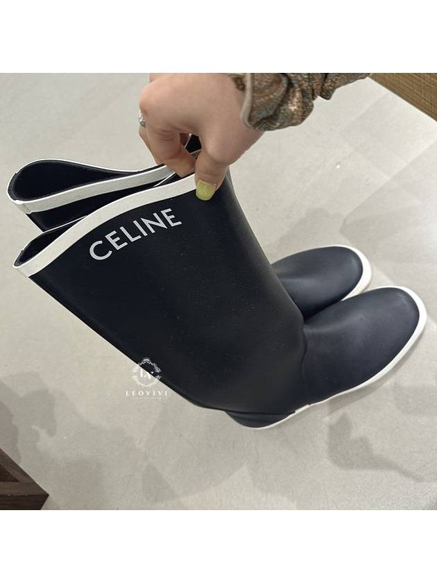 Logo Les Boats De Pont Flat Long Rain Boots Navy - CELINE - BALAAN 7