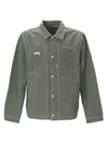 Embroidered Logo Nylon Folsom Jacket Green - STUSSY - BALAAN.