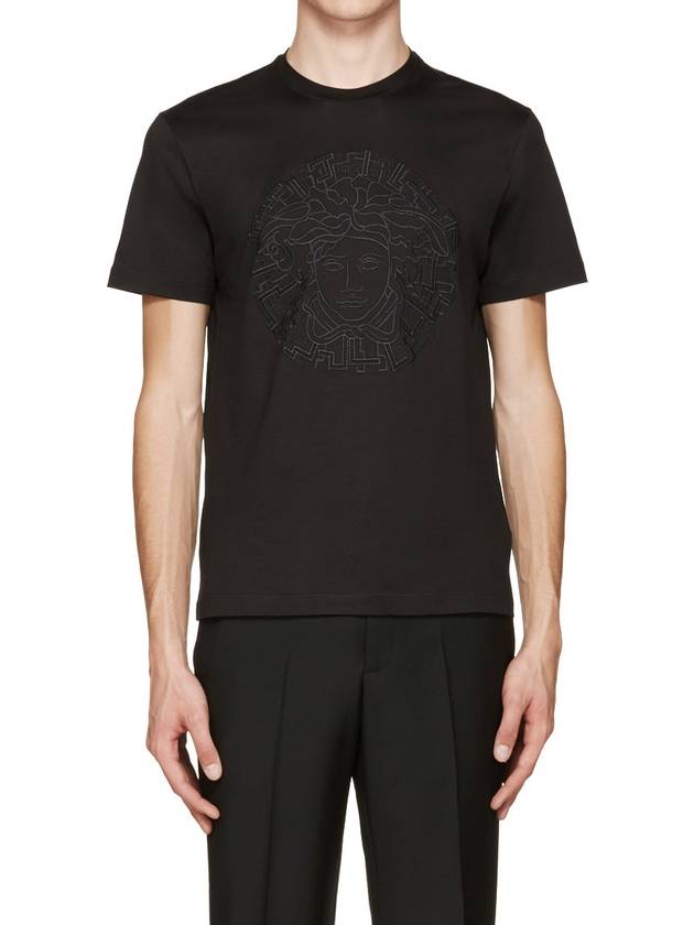 20Embroidered Logo Cotton T-Shirt Black A76133 A201952 A008 - VERSACE - BALAAN 1