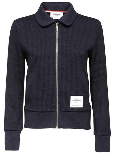 Women's Seersucker Loopback 4-Bar Zip-Up Jacket Navy - THOM BROWNE - BALAAN 1