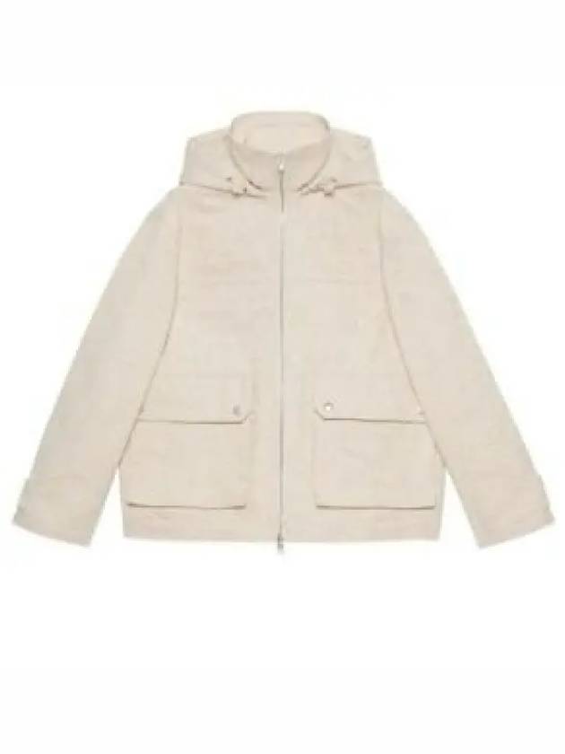 Jumbo GG Canvas Puffer Hooded Jacket White - GUCCI - BALAAN 2