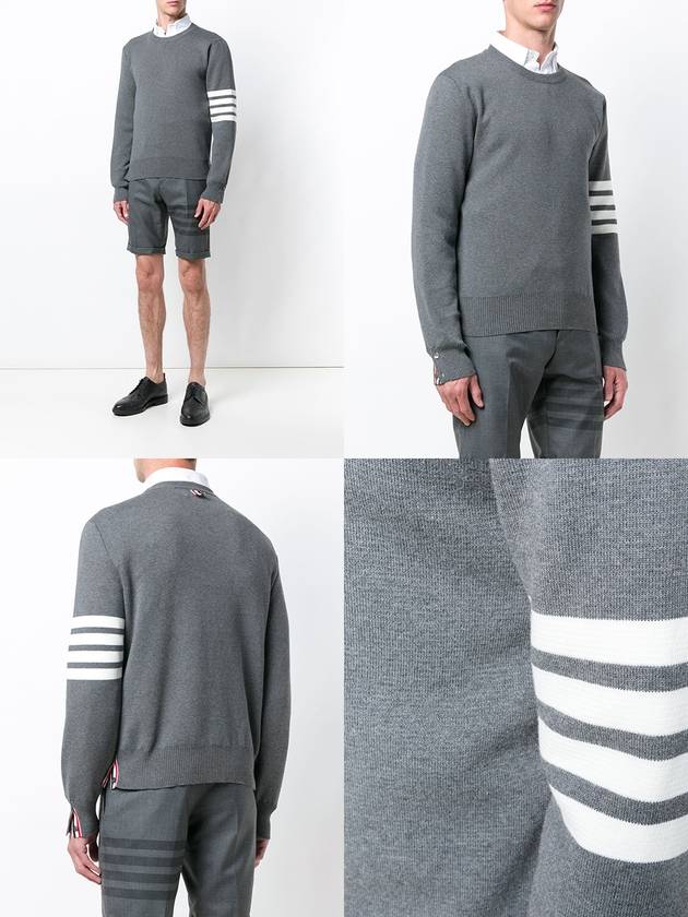 4 Bar Armband Milano Stitch Knit Top Mid Grey - THOM BROWNE - BALAAN 3